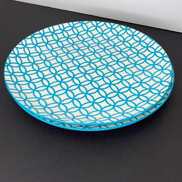 Dover & York Green & White Geometric Dinner Plates 10.5" ( 2pc Set ) - Picture 1 of 3